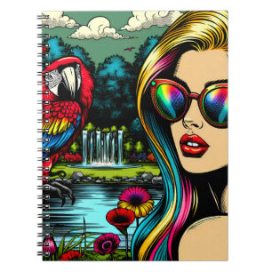 Carnet Femme et perroquet dans le parc Pop Art 