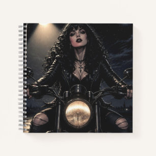 Carnet Femme gothique romantique magnifique sur motocycle