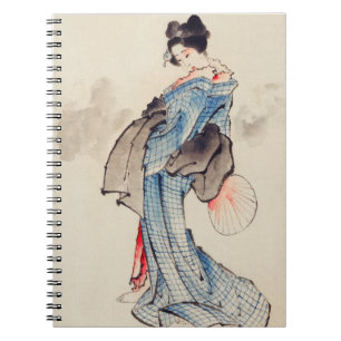 Carnet Femme japonaise gracieuse dans l'art bleu Kimono
