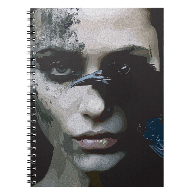 Carnet Femme mystérieuse avec corbeau (Devant)