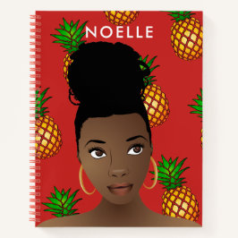 Carnet Femme noire, Ananas doux, Rouge