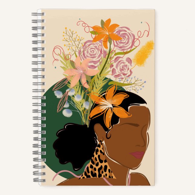 Carnet Femme noire dotée d'une oreille Empreinte de léopa (Recto)