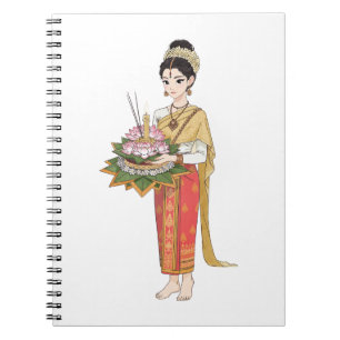 Carnet Femme thaïlandaise élégante en tenue traditionnell