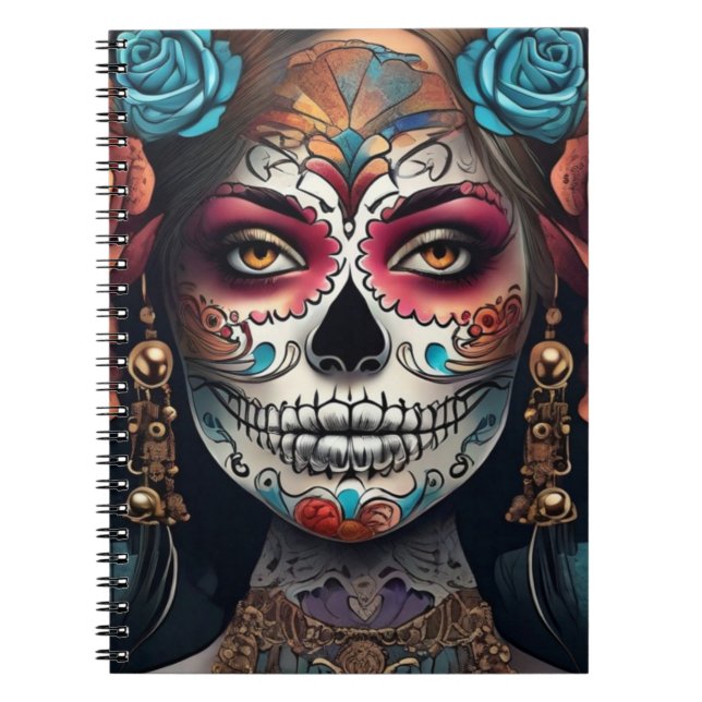 Carnet Femme vibrante : Jour du maquillage crânien de suc (Devant)