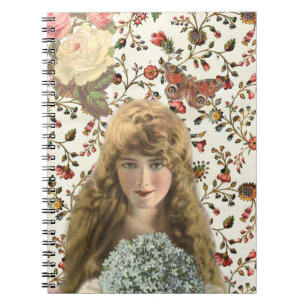 Carnet Femme vintage avec le motif floral de calicot