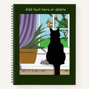 Carnet Fenêtre de chat noir curieux vert humoristique