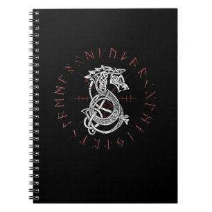 Carnet Fenrir Wolf d'Odin Celtic Norse Runes Distressed
