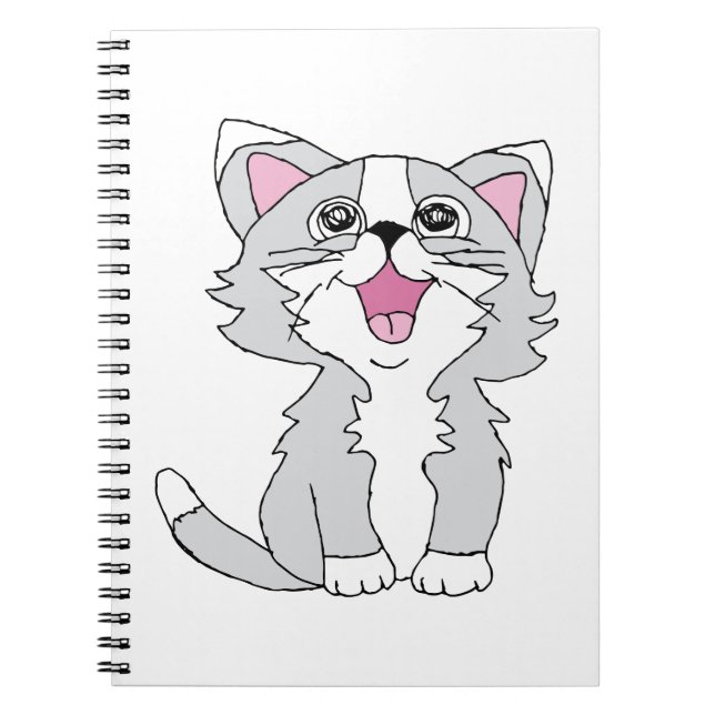 Carnet Fer Cute Chat esthétique Happy Chat Clipart Dessin (Devant)
