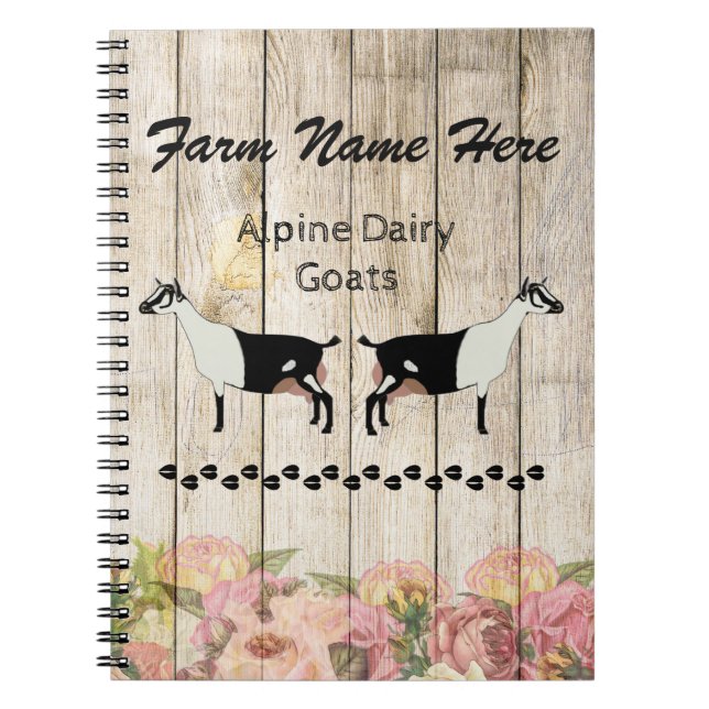 Carnet Ferme de chèvre laitière alpine personnalisée (Devant)