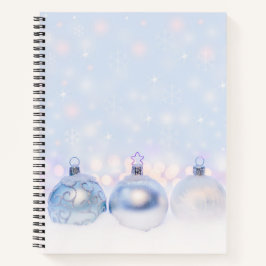 Carnet Festif boules de Noël en argent sur la neige