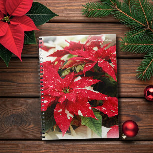 Carnet Festive Rouge Blanc Floral Poinsettia Fleurs