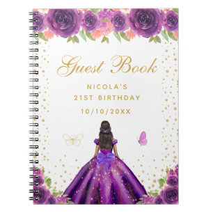 Carnet Fête d'anniversaire de princesse à la peau foncée
