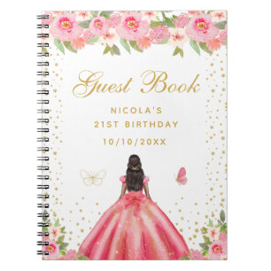 Carnet Fête d'anniversaire de princesse à peau foncée et