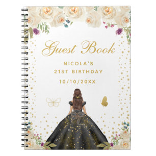 Carnet Fête d'anniversaire de princesse aux cheveux bruns