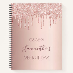 Carnet Fête d'anniversaire rose gouttes de parties scinti