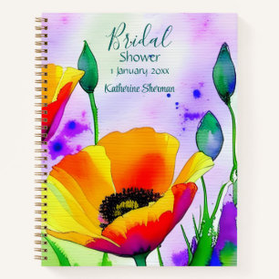 Carnet Fête de mariage aux aquarelles de pavots de Califo