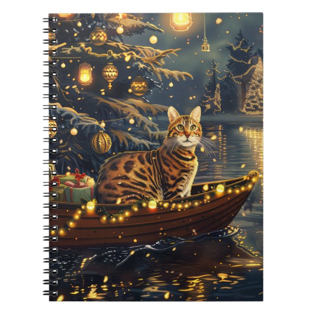 Carnet Fête de Noël du chat du Bengale Voyage (Devant)