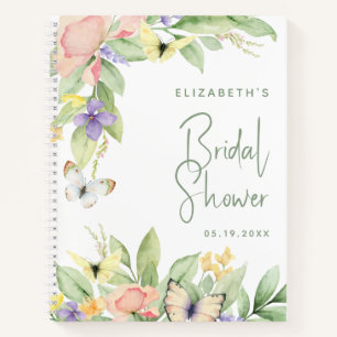 Carnet Fête des mariées Aquarelle Floral Papillon Mariage