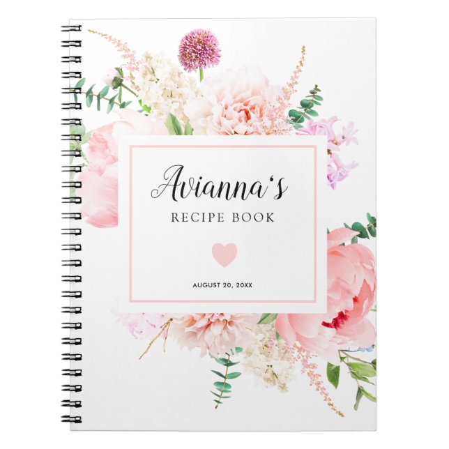 Carnet Fête des mariées de pivoine rose rustique (Devant)