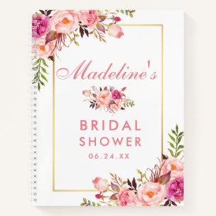 Carnet Fête des mariées Floral Rose Blush Gold Liste cade