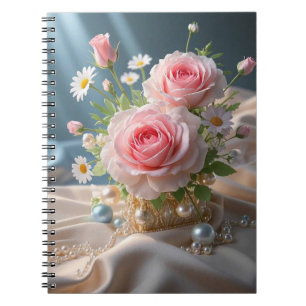 Carnet Fête des mères Délicat roses roses et marguerites 