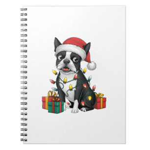 Carnet Feu de Noël Santa Hat Boston Terrier Chien Noël