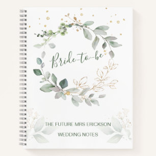 Carnet Feuillage vert & or, Mariage confetti
