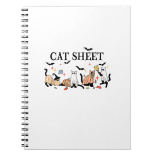 Carnet Feuille de chat Cute Chats noirs en Ghost Hallowee