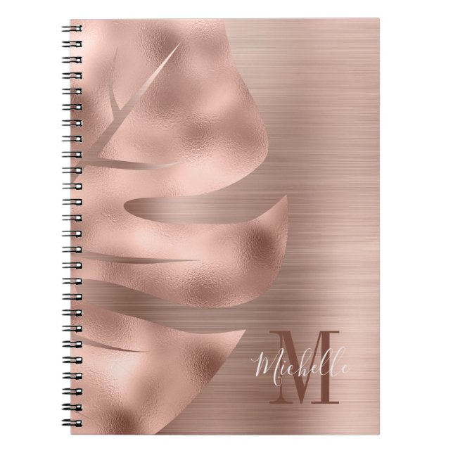 Carnet Feuille de rose en or Monogram (Devant)