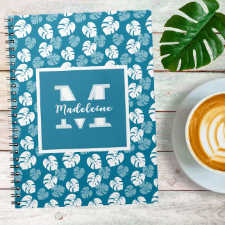 Carnet Feuille tropicale de Monstera, floral blanc sarcel