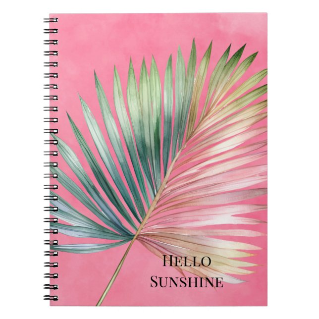 Carnet Feuille tropicale rose vert (Devant)