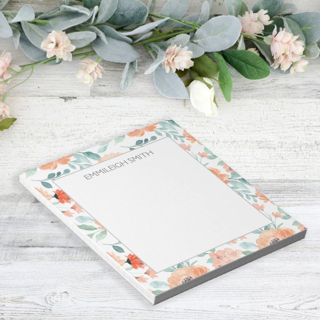 Carnet Feuille vert Fleurs de Pêche Fille mignonne (Créateur téléchargé)