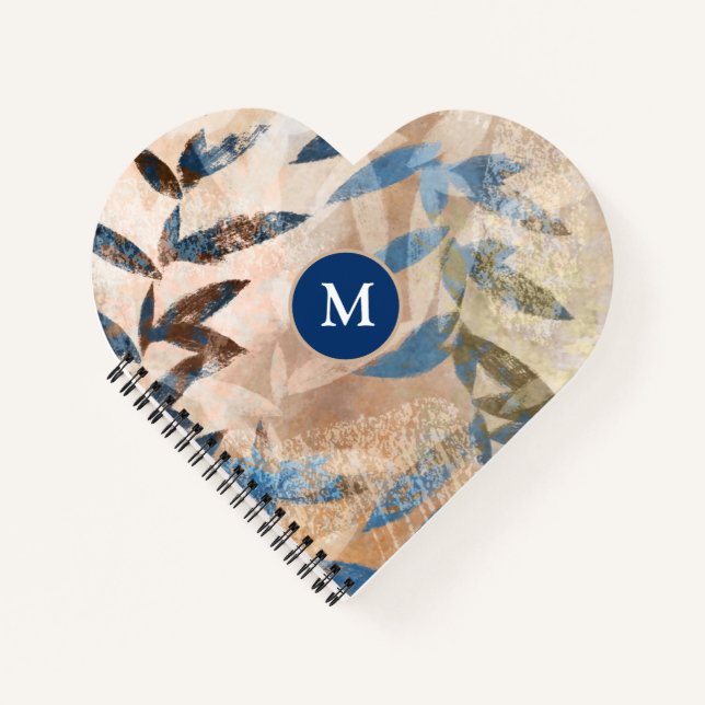 Carnet Feuilles à couche Abstraite - Bleu et Neutre (Devant)