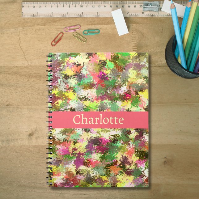 Carnet Feuilles Abstraits Paint Splatter Automne Nom de l (Abstract Leaves Paint Splatter Autumn Color Name Notebook)