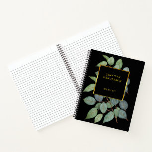 Carnet Feuilles aquarelles élégant or professionnel
