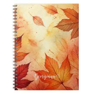 Carnet Feuilles d'aquarelle autummonique personnalisée