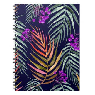 Carnet Feuilles d'aquarelle tropicale, éclaboussure abstr
