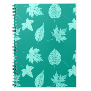Carnet Feuilles d'automne - aqua et turquoise