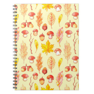 Carnet Feuilles d'automne : aquarelle papier peint rétro