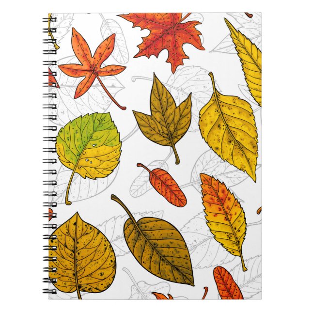 Carnet Feuilles d'automne en blanc (Devant)
