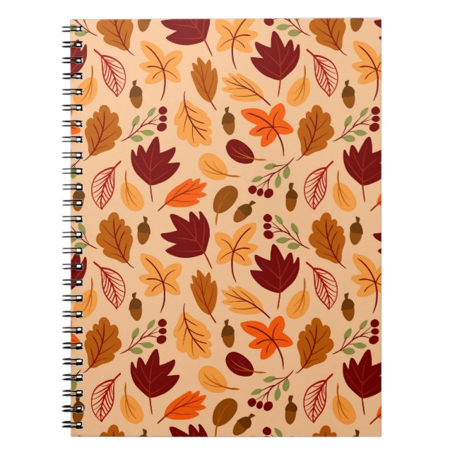 Carnet Feuilles d'automne, motif simple et enfantin. (Devant)