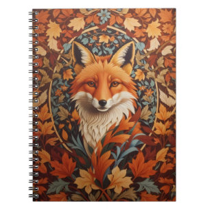 Carnet Feuilles d'automne saisonnière Renard rouge Visage