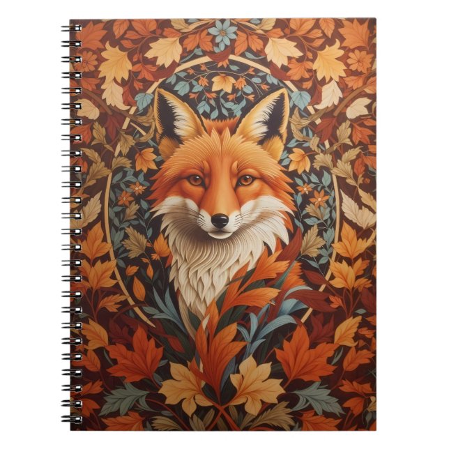 Carnet Feuilles d'automne saisonnière Renard rouge Visage (Devant)