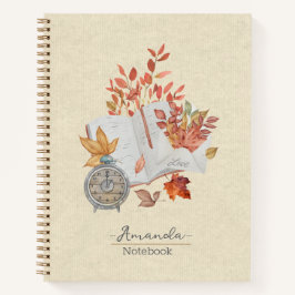 Carnet Feuilles de chute de monogramme Texture naturelle