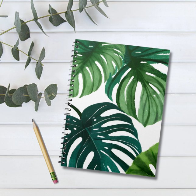 Carnet Feuilles de Monstera | Aquarelle Moderne Simple (Créateur téléchargé)