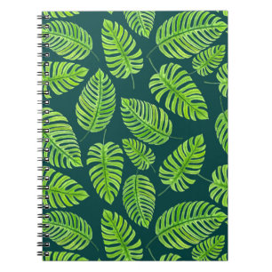 Carnet Feuilles de Monstera, motif d'aquarelle tropicale
