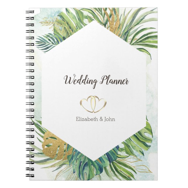 Carnet Feuilles de palmier Tropical Gold Été (Devant)