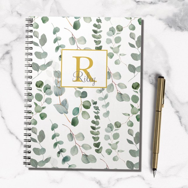 Carnet Feuilles d'eucalyptus vert Monogram (In situ)