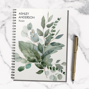 Carnet Feuilles d'eucalyptus Vert Sauge Tropical Aquarell
