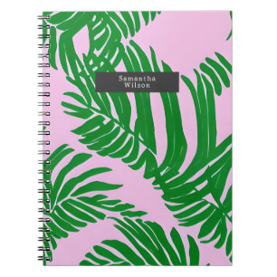 Carnet Feuilles Preppy rose & Green Palm